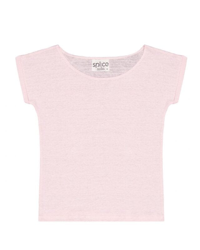 Splice - Tee-shirt col bateau en lin Lindémodable - Rose poudre