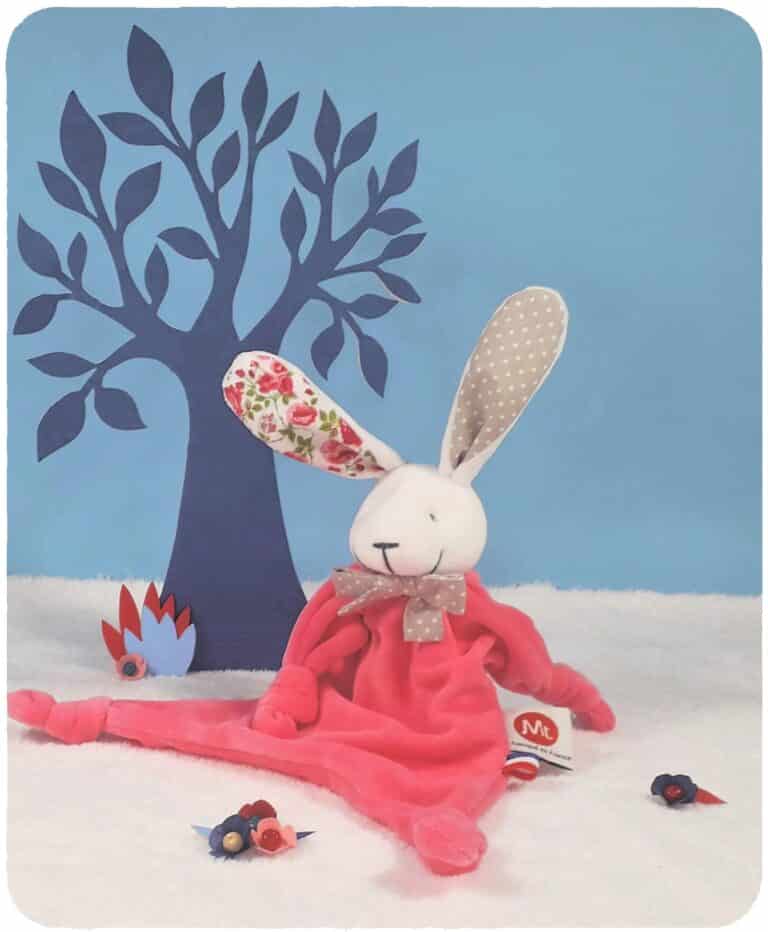 Margotte Tournicote - Doudou Lapin Mille fleurs rose