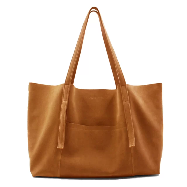 Jules et Jenn - Sac bohémien cuir daim cognac