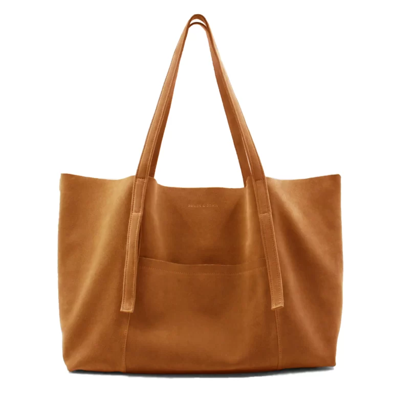 Jules et Jenn - Sac bohémien cuir daim cognac
