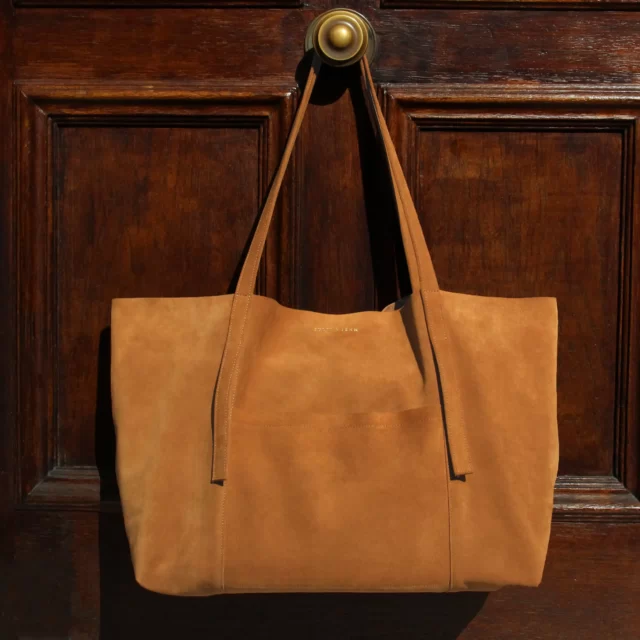 Jules et Jenn - Sac bohémien cuir daim cognac