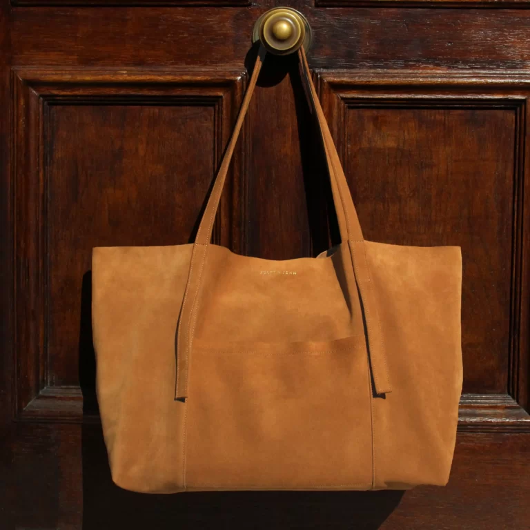 Jules et Jenn - Sac bohémien cuir daim cognac