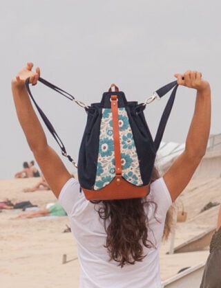 Cam & Léo - Sac personnalisable Phoenix + talisman « éventail / fleur de lin »