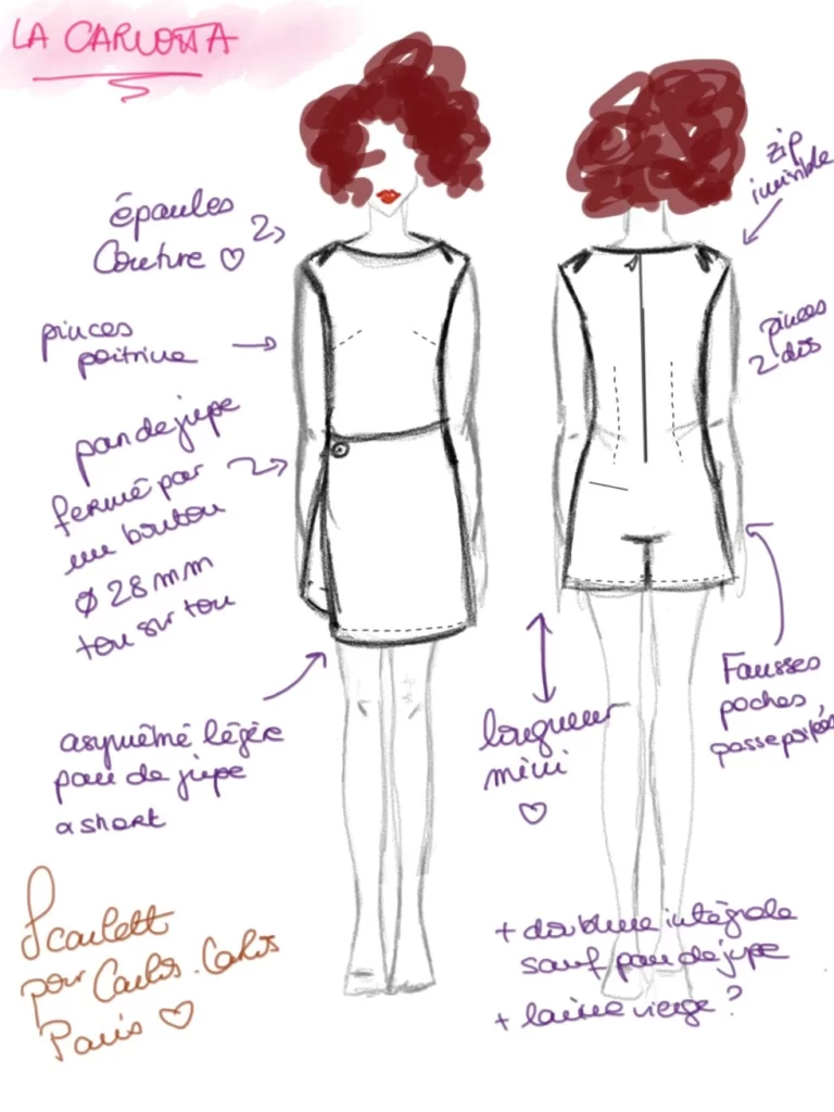 Carlos-Carlos Paris - Dessin de la robe Carlotta