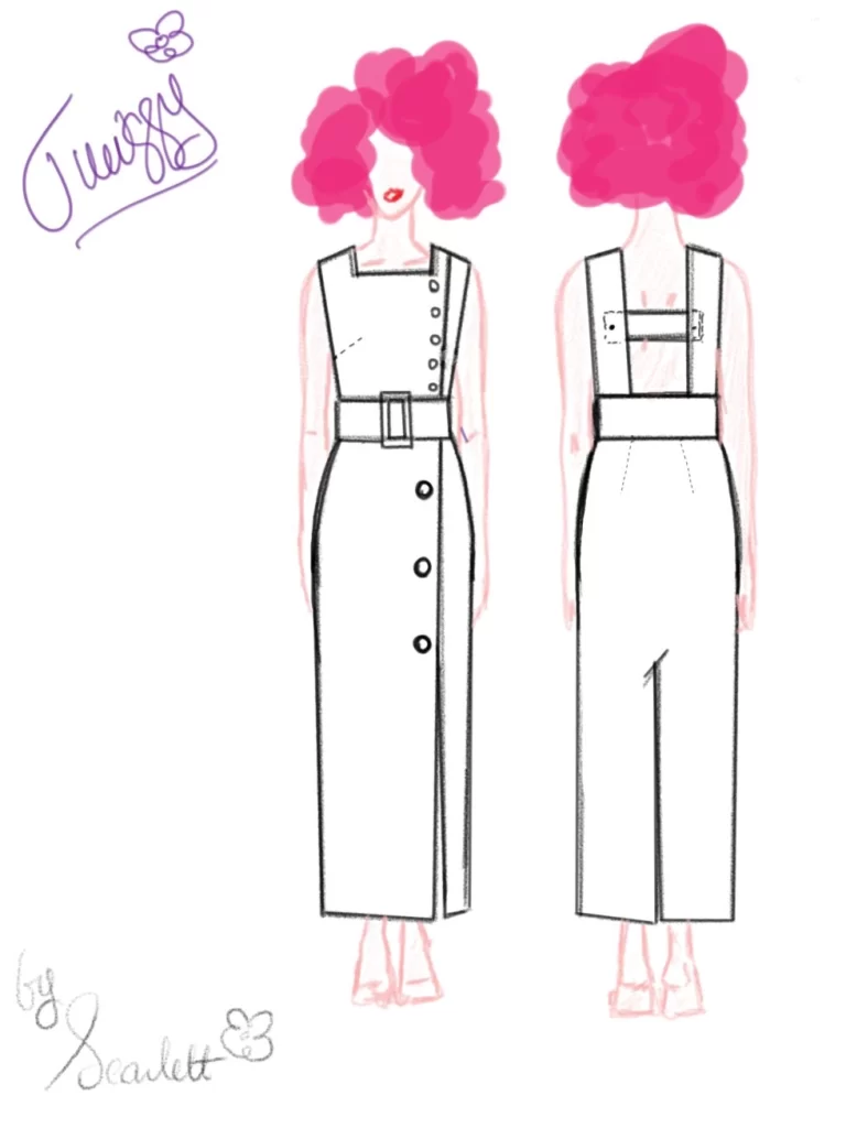 Carlos-Carlos Paris - Dessin de la robe Twiggy