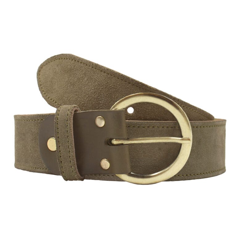Jules et Jenn - Ceinture femme bohème cuir daim kaki