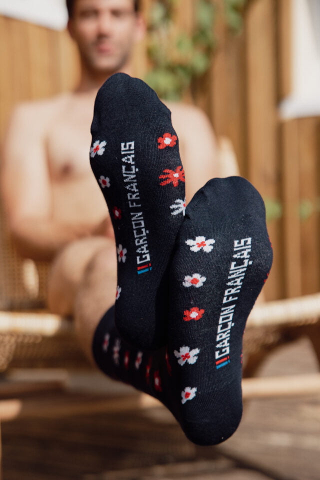 chaussettes garçon français fleurs