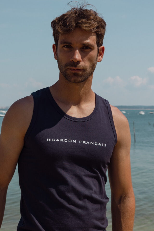 débardeur bleu marine Garçon Français