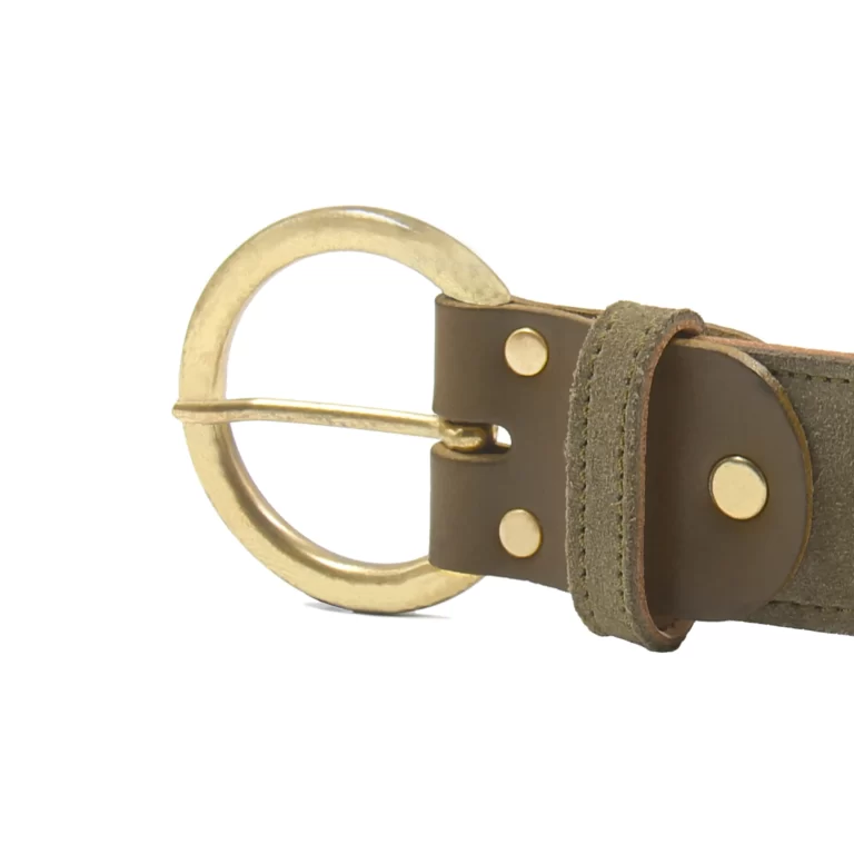 Jules et Jenn - Ceinture femme bohème cuir daim kaki