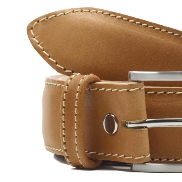 Jules et Jenn - Ceinture cuir camel classique