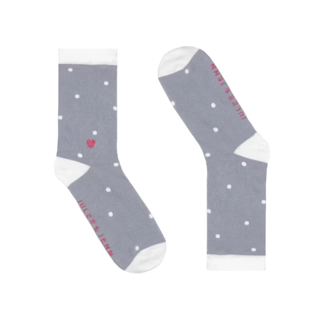 Jules et Jenn - Chaussettes femme à pois coton gris & blanc