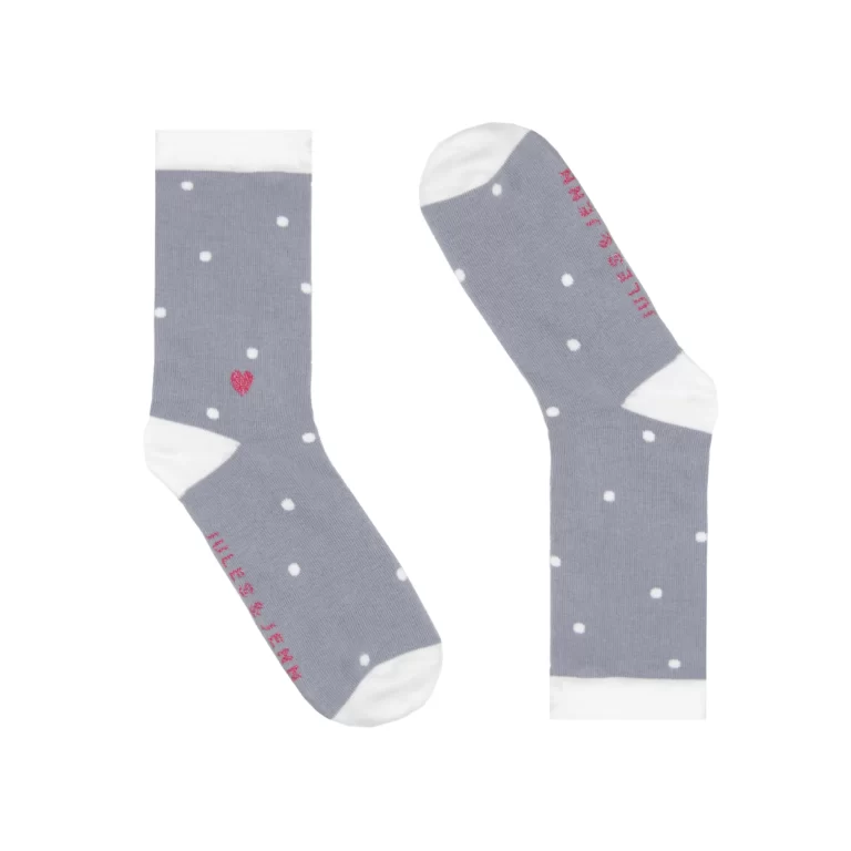 Jules et Jenn - Chaussettes femme à pois coton gris & blanc