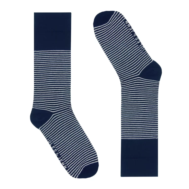 Jules et Jenn - Chaussettes rayées coton bleu & gris