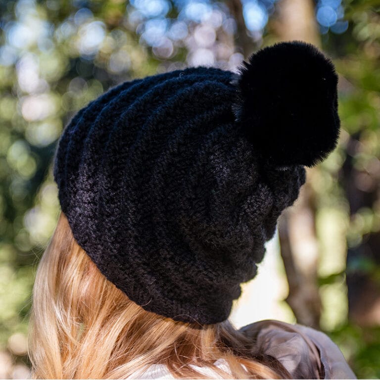 Sweet Alpaga - Bonnet alpaga noir - pompon noir