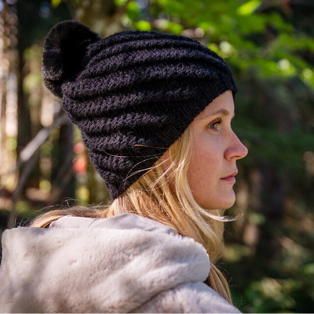 Sweet Alpaga - Bonnet alpaga noir - pompon noir