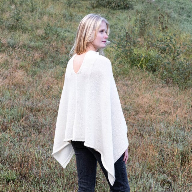 Sweet Alpaga - Grand poncho alpaga blanc naturel