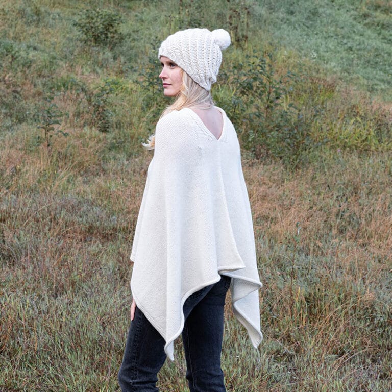 Sweet Alpaga - Grand poncho alpaga blanc naturel