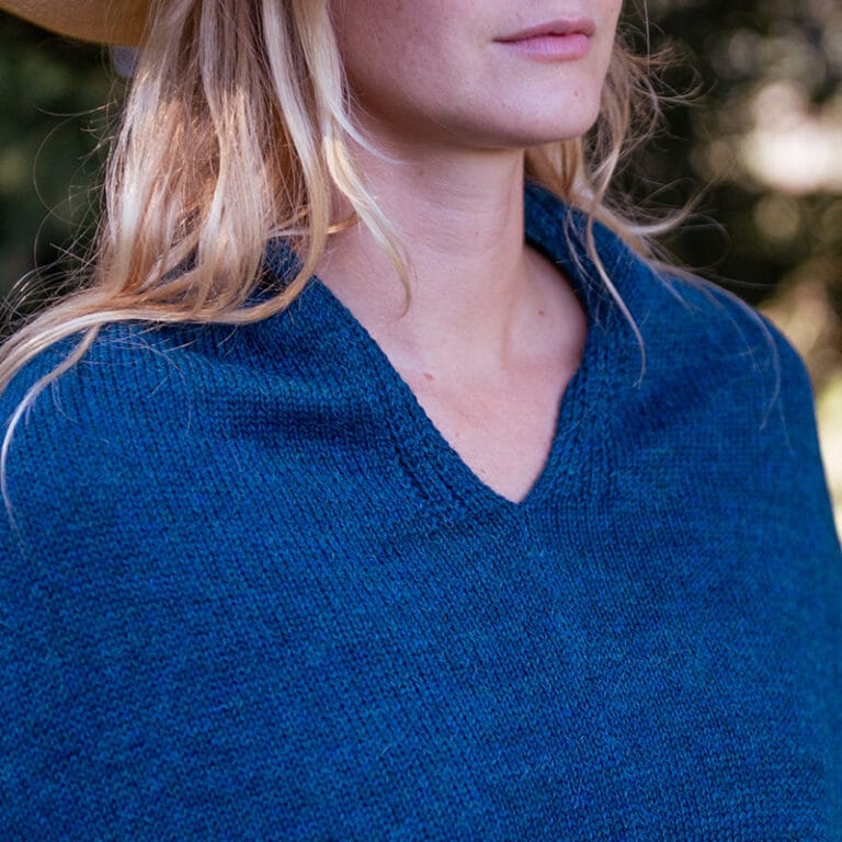 Sweet Alpaga - Grand poncho alpaga bleu canard