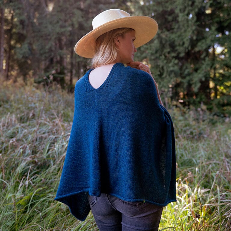 Sweet Alpaga - Grand poncho alpaga bleu canard
