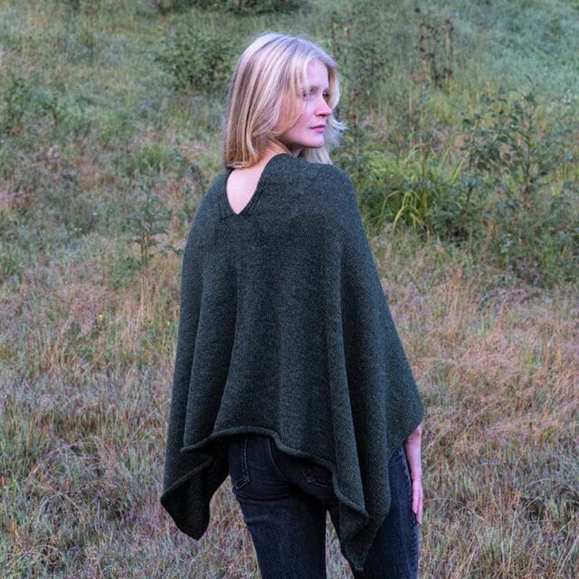 Sweet Alpaga - Grand poncho alpaga vert sapin