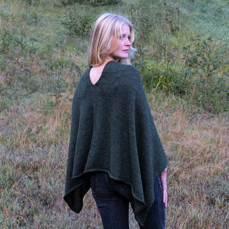 Sweet Alpaga - Grand poncho alpaga vert sapin
