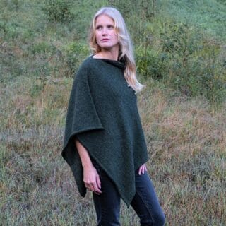 Sweet Alpaga - Grand poncho alpaga vert sapin