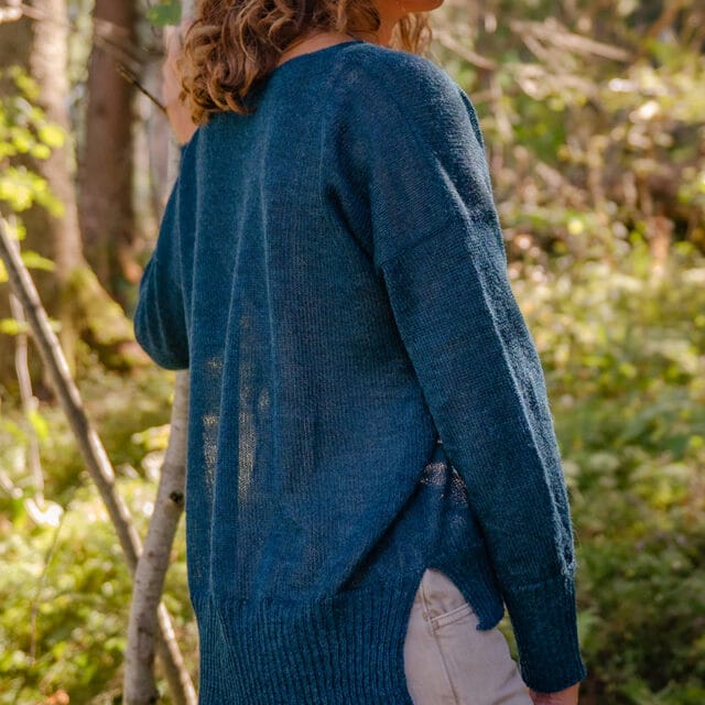 Sweet Alpaga - Pull alpaga fin col V bleu canard