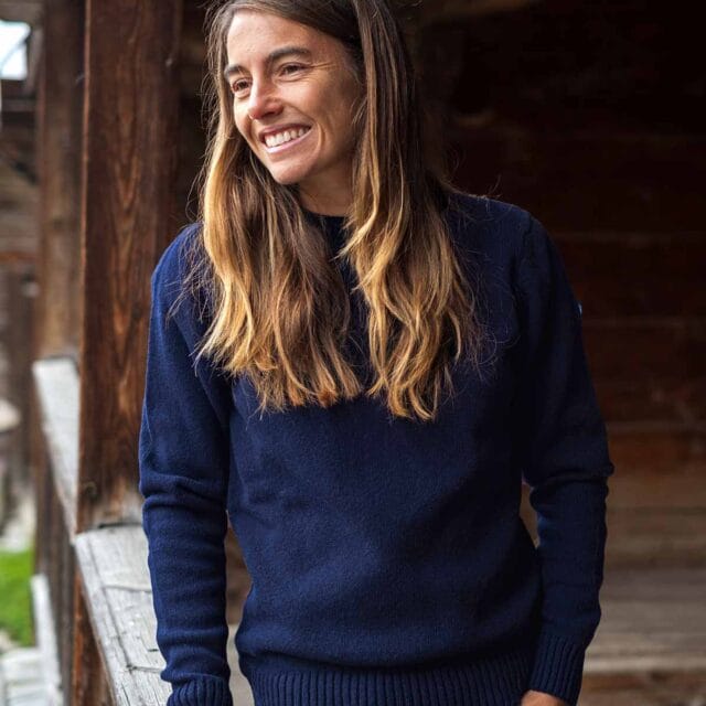 Tranquille Émile - Pull en laine femme bleu marine Le Frileux