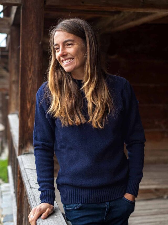 Tranquille Émile - Pull en laine femme bleu marine Le Frileux
