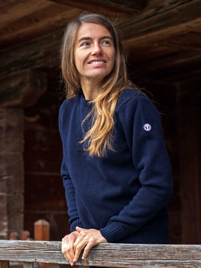 Tranquille Émile - Pull en laine femme bleu marine Le Frileux
