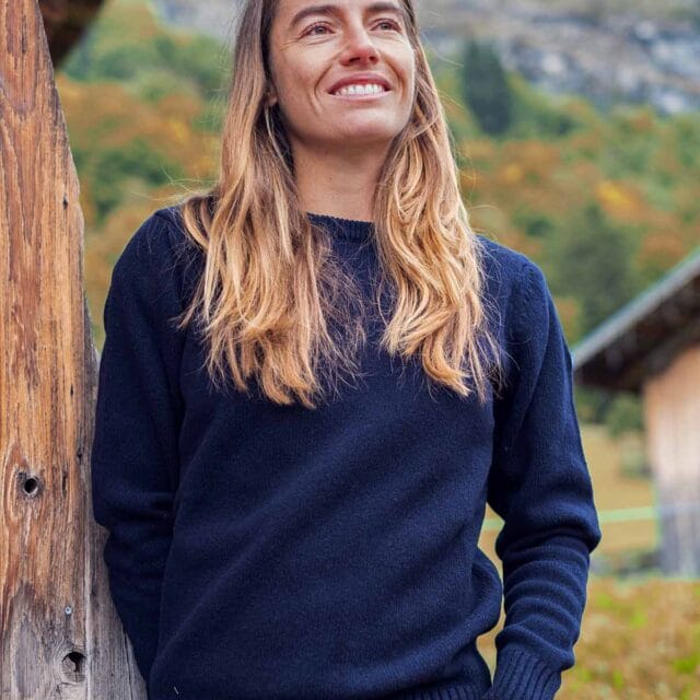 Tranquille Émile - Pull en laine femme bleu marine Le Frileux
