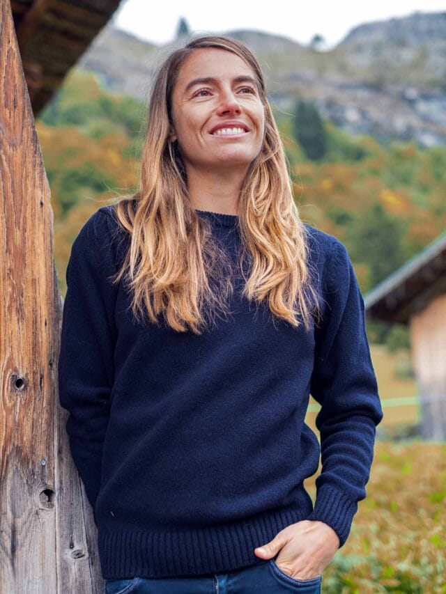 Tranquille Émile - Pull en laine femme bleu marine Le Frileux