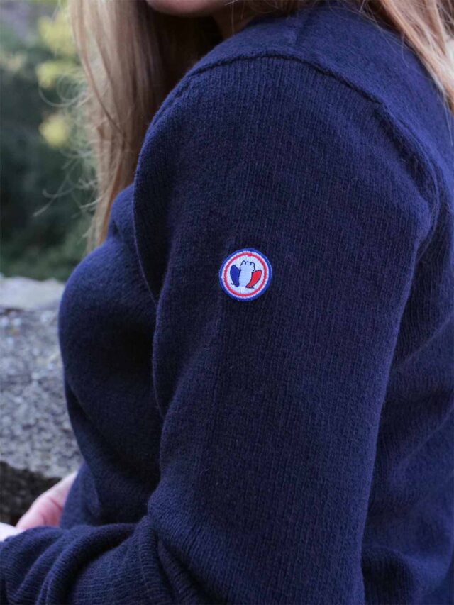Tranquille Émile - Pull en laine femme bleu marine Le Frileux