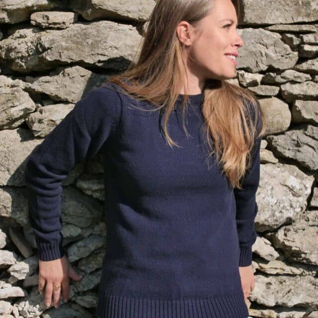 Tranquille Émile - Pull en laine femme bleu marine Le Frileux