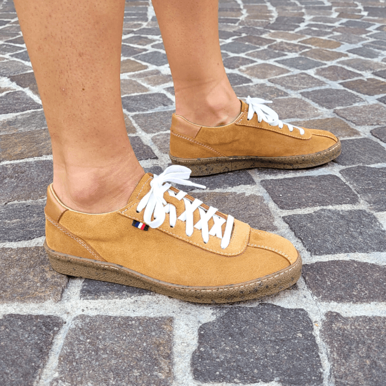 Ector Sneakers - Chaussure Ector Cuir Basse 211 Croûte de cuir cognac