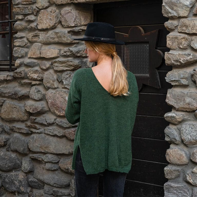 Sweet Alpaga - Pull alpaga recto verso vert mousse