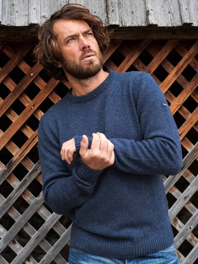 Tranquille Émile - Pull laine recyclée homme bleu Le Consciencieux