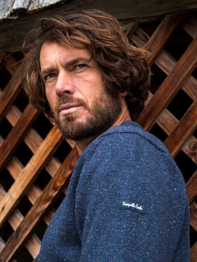 Tranquille Émile - Pull laine recyclée homme bleu Le Consciencieux