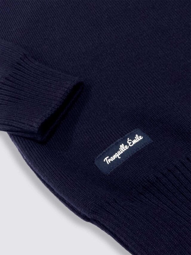 Tranquille Émile - Pull en laine homme bleu marine Le Navigateur