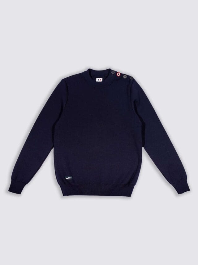 Tranquille Émile - Pull en laine homme bleu marine Le Navigateur