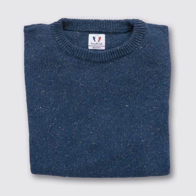 Tranquille Émile - Pull laine recyclée homme bleu Le Consciencieux