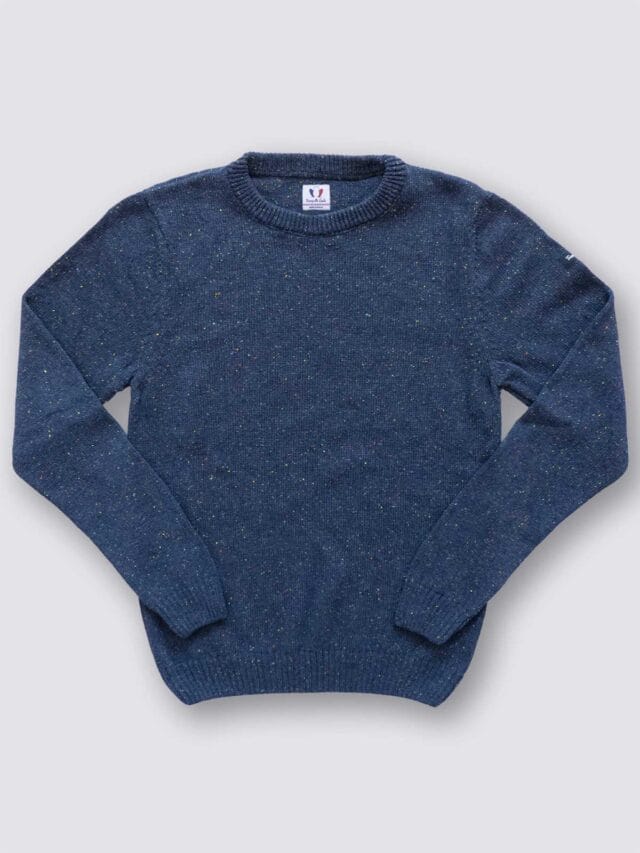 Tranquille Émile - Pull laine recyclée homme bleu Le Consciencieux