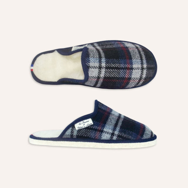 Les Chaussons de Bébert et Nonore - Mules motif écossais pour homme Martial