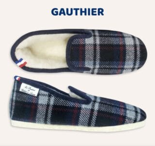 Charentaises motif écossais Gauthier par la marque Les Chaussons de Bébert et Nonore Les Chaussons de Bébert et Nonore - Charentaises motif écossais Gauthier