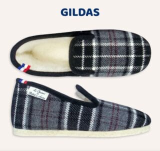 Charentaises motif écossais Gildas par la marque Les Chaussons de Bébert et Nonore Les Chaussons de Bébert et Nonore - Charentaises motif écossais Gildas