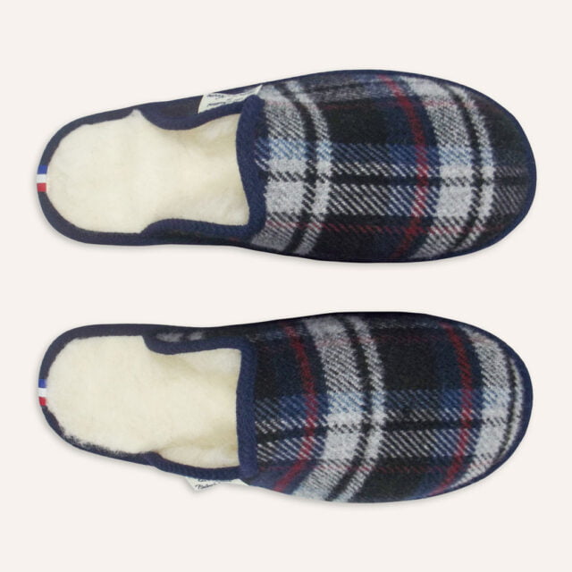 Les Chaussons de Bébert et Nonore - Mules motif écossais pour homme Martial