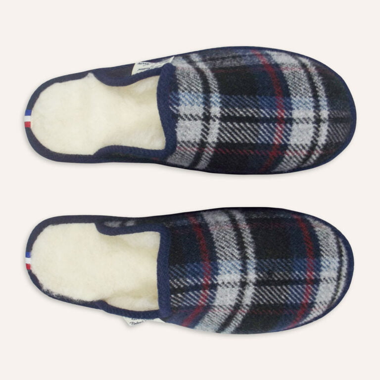 Les Chaussons de Bébert et Nonore - Mules motif écossais pour homme Martial