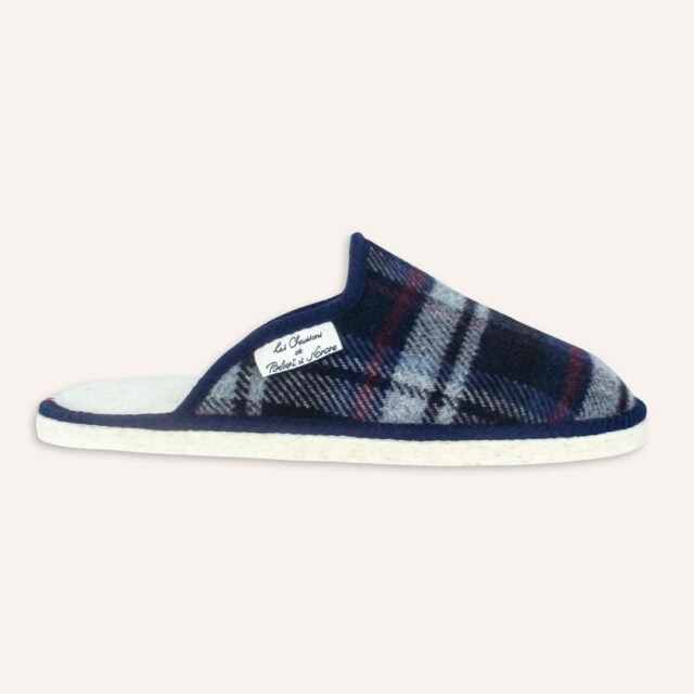 Les Chaussons de Bébert et Nonore - Mules motif écossais pour homme Martial