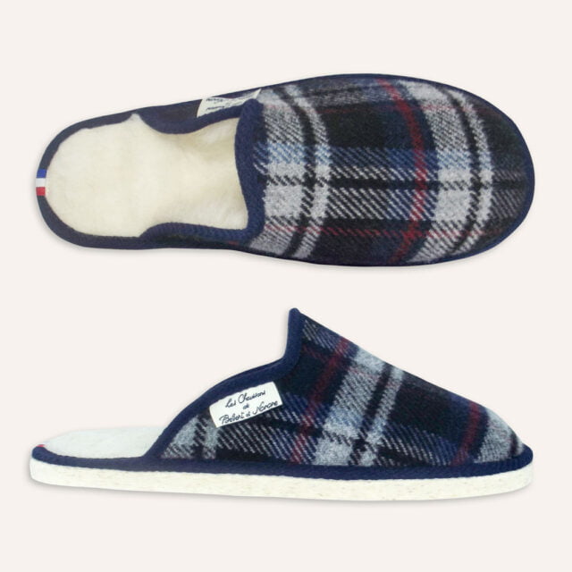 Les Chaussons de Bébert et Nonore - Mules motif écossais pour homme Martial