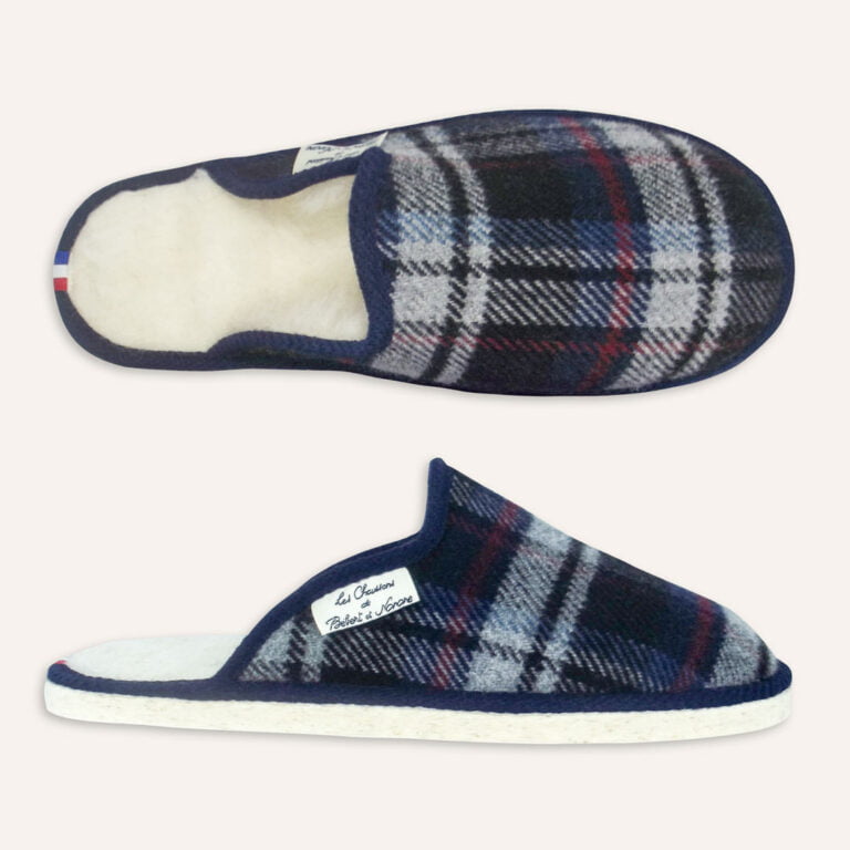 Les Chaussons de Bébert et Nonore - Mules motif écossais pour homme Martial
